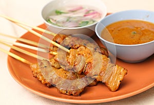 Grilled pork satay