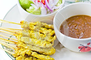 Grilled pork satay thai food
