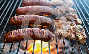 Grilled pork sausages