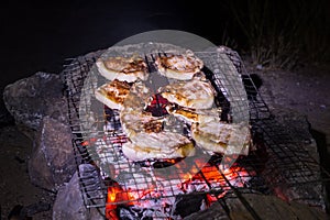 Grilled pork steaks.