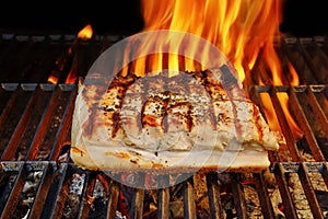Grilled Pork Striploin and BBQ Flames, XXXL