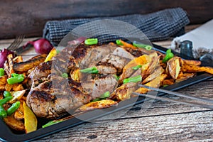 Roast pork tenderloin with oven fries