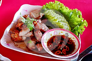 Grilled pork thai style on dish