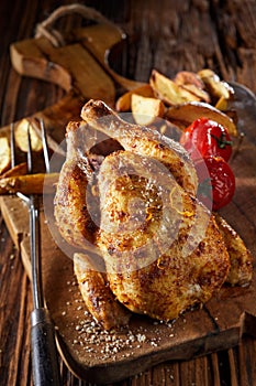 Grilled poussin or spring chicken photo