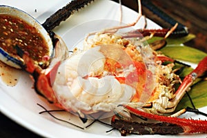 Grilled prawn with spicy sauce