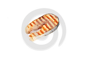 Grilled red fish steak isolated on white