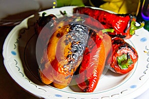 Grilled red sweet bell pepper. Background for vegetables
