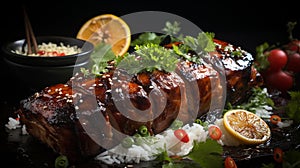 grilled ribs HD 8K wallpaper stock photographic image