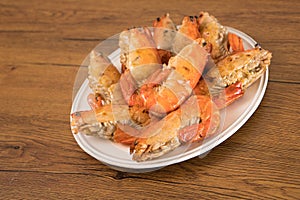 Grilled river prawn seafood