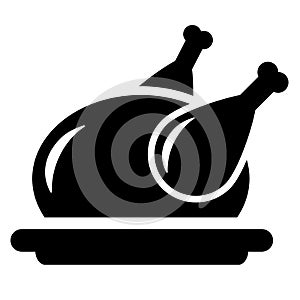 Grilled roasted chicken, bbq vector icon
