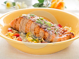 Grilled salmon with couscous