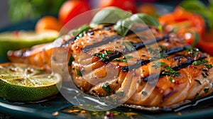 The Grilled Salmon Dish.AI generated image photo