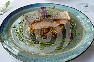 Grilled salmon fillet with ratatouille
