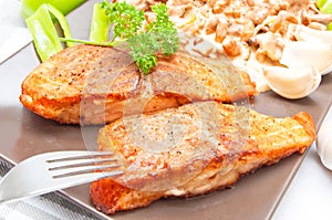 Grilled salmon food