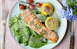 Grilled salmon food photography recipe idea