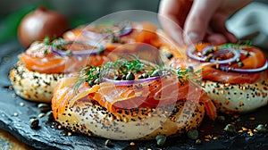 Grilled salmon garnished with herbs and pomegranate.