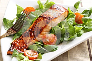 Grilled salmon with a honey glaze