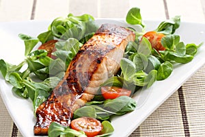 Grilled salmon with honey glaze