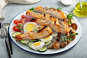 Grilled salmon Nicoise salad