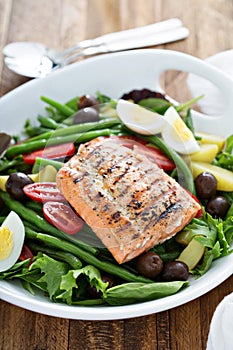 Grilled salmon nicoise salad