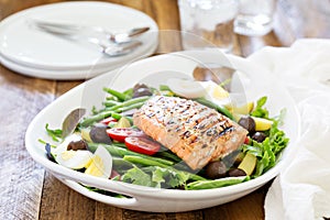 Grilled salmon nicoise salad