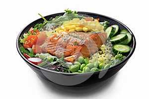 Grilled Salmon Rice Bowl with Fresh Vegetables