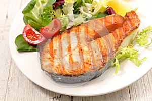 Grilled salmon steak