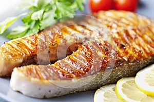 Grilled salmon steak