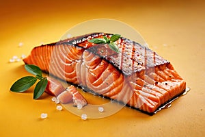 Grilled salmon steak, elegant seafood dish meal