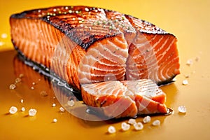 Grilled salmon steak, elegant seafood dish meal