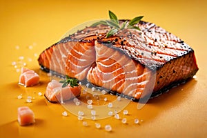 Grilled salmon steak, elegant seafood dish meal