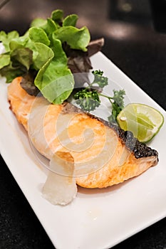 Grilled salmon steak japanse style