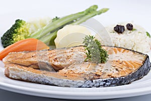 Grilled Salmon steak with Vegetables