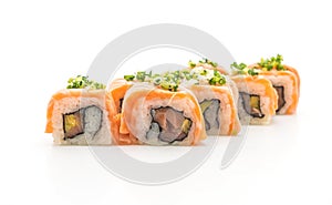 grilled salmon sushi roll - japanese food style