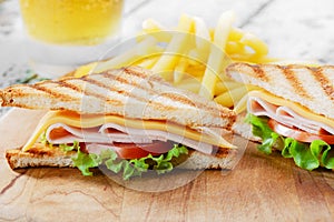 Grilled sandwich with ham cheese
