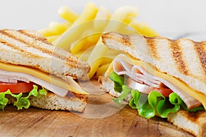 Grilled sandwich with ham cheese