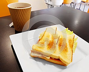 Grilled sandwich Healthy school lunch in cafeteria