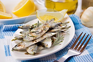 Grilled sardine fish