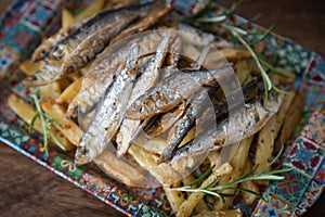Grilled sardine fish