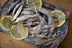 Grilled sardine fish