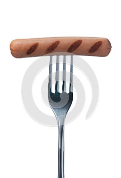 Grilled Sausage On Fork