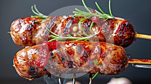 Grilled Sausage on Grill With Cranberry Sauce