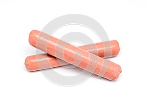 Grilled sausage pricked on fork