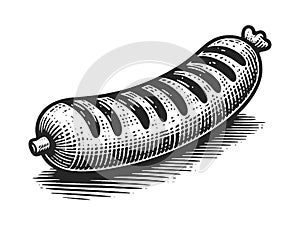 Grilled sausage sketch vector photo