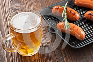 Grilled sausages and beer