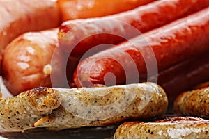 Grilled sausages closeup