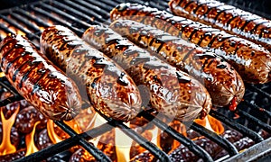 Grilled Sausages on Flames