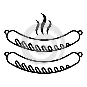 Grilled sausages icon, outline line style