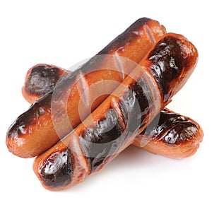 Grilled Sausages Isolated on White