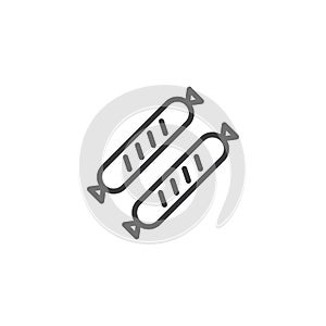 Grilled sausages line icon